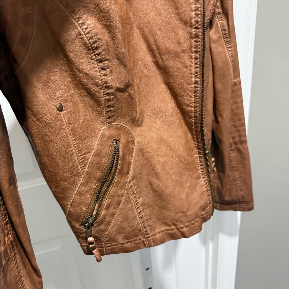 Brown Faux Leather Jacket - Picture 3 of 5